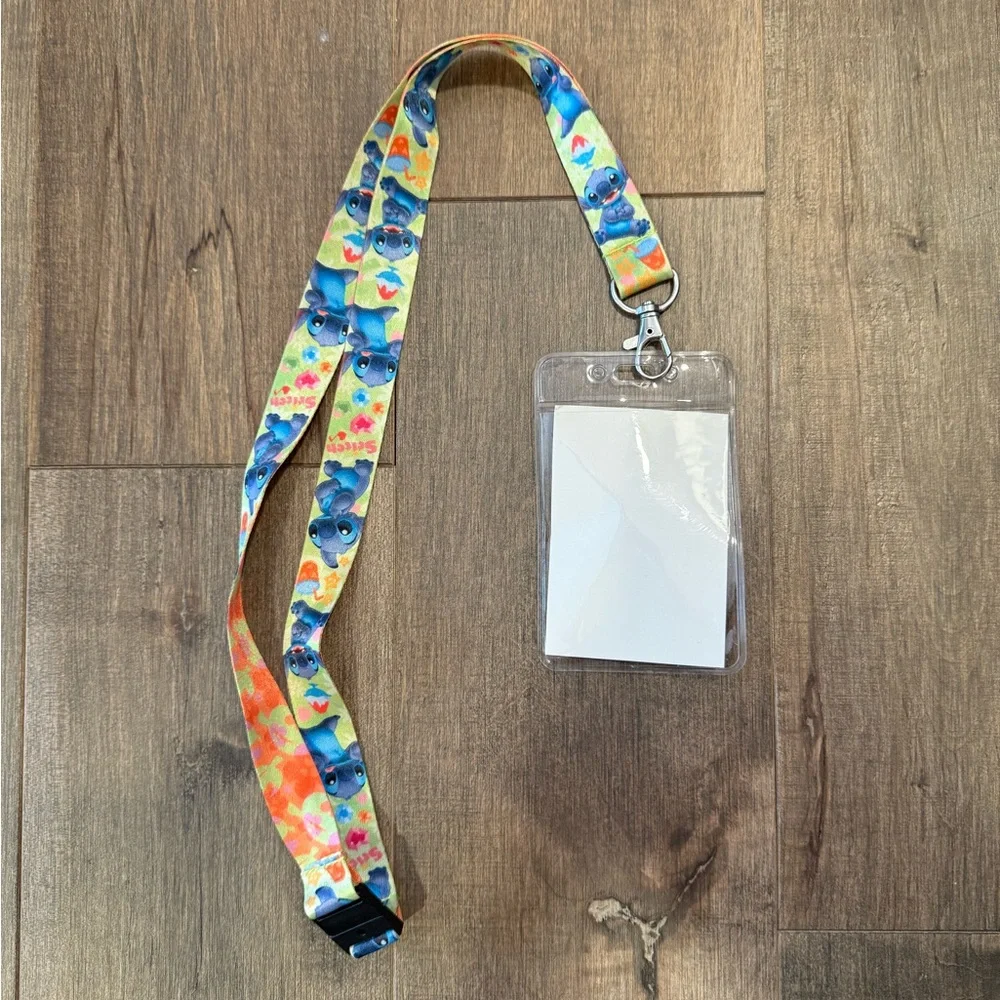Disney Stitch Lanyard with ID Holder - Blue and Orange